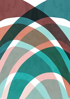 Abstract Arches in Teal and Brown
