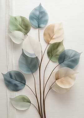 Pastel Leaves on Textured Background