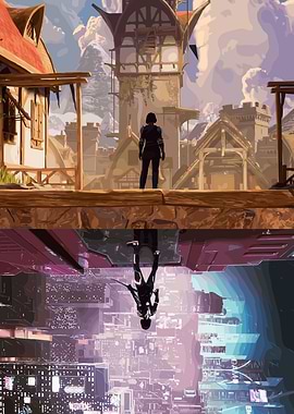 Medieval meets Cyberpunk: Dual Cityscape