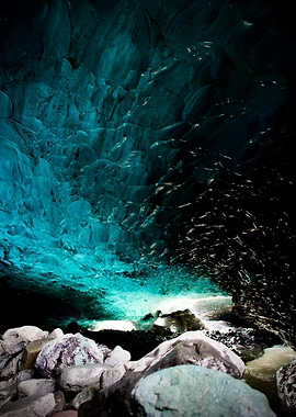 Ice Cave Interior with Rocks