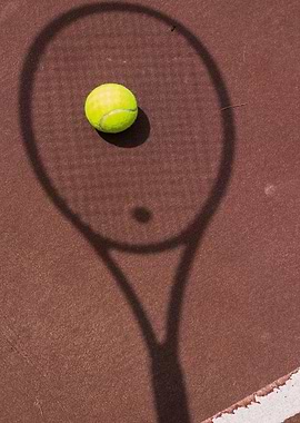 Tennis ball and racket shadow