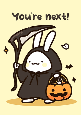 Cute Halloween Bunny Grim Reaper