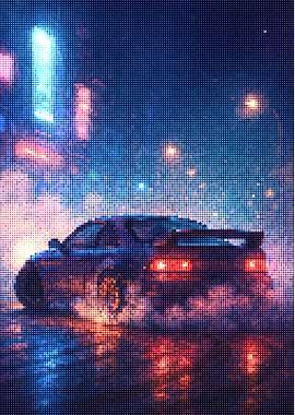 Night Drift Car Pixel Art