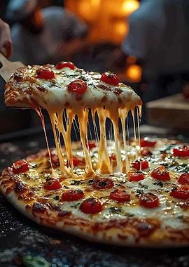 Delicious Pizza Slice with Melting Cheese