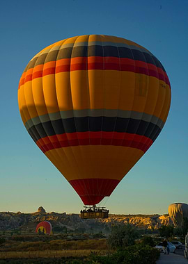 Hot Air Balloon over Cappadocia Landscape