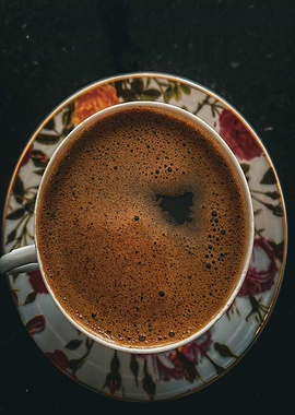 Coffee Cup with Floral Saucer