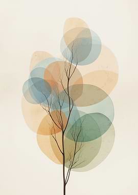 Abstract Tree with Watercolor Circles