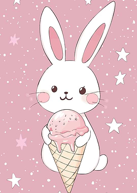 Cute Bunny Ice Cream Cone