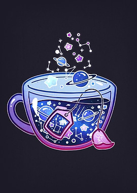 Cosmic Tea Cup Illustration