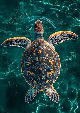 Tropical Sea Turtle in Turquoise Water