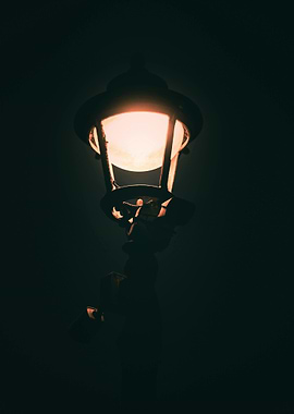 Vintage street lamp at night
