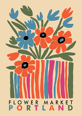 Flower Market Portland Art Print