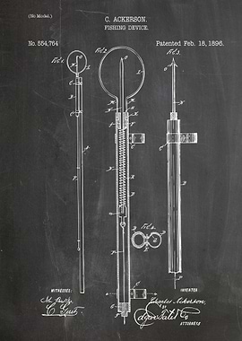 Ackerson Fishing Device Patent Blueprint