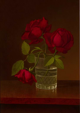 Red Roses in Glass Still Life