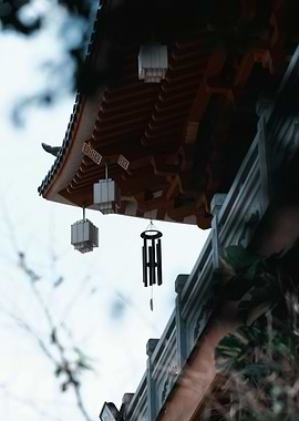 Asian Architecture with Wind Chimes