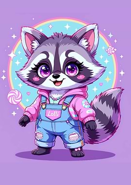 Cute Raccoon Cartoon Character