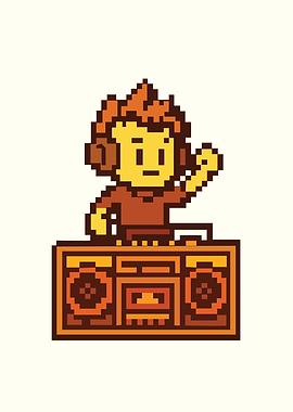 Pixel Art DJ with Boombox