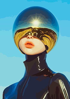 Futuristic Portrait with Helmet and Suit