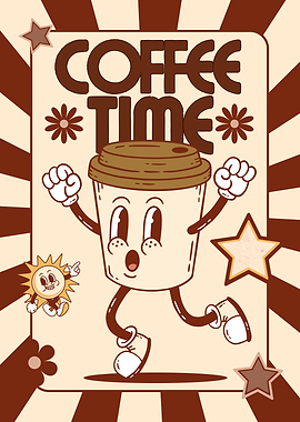 Coffee Time Cartoon Illustration
