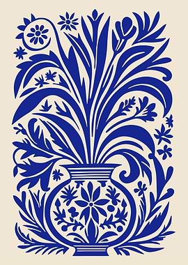 Blue Floral Vase Illustration
