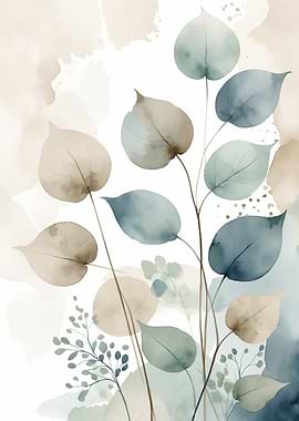Watercolor Eucalyptus Leaves Art