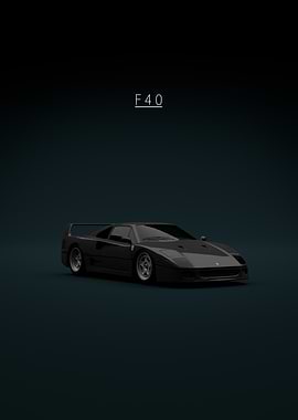 Black Ferrari F40 Car Illustration