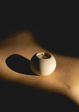 Minimalist Candle Holder with Burning Candle
