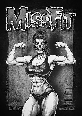 Miss Fit: Muscular Ghost Woman Gym Rat Illustration
