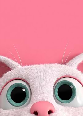 Cartoon Cat Peeking Over Edge