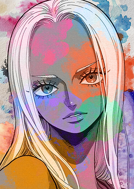 Anime Girl Portrait with Watercolor Effect