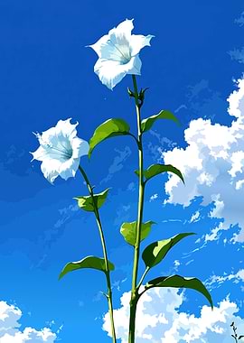 White Flowers Against a Blue Sky