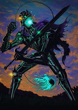 Dark Knight with Sword and Magic