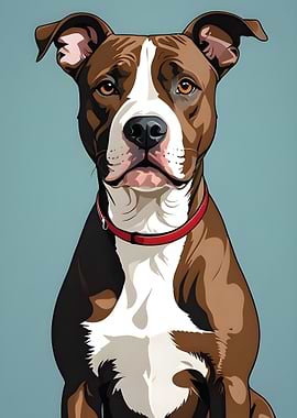 Brown and White Pitbull