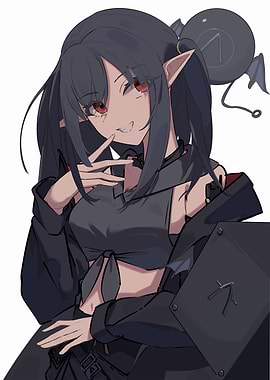 Anime Girl with Red Eyes and Elf Ears