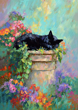 Sleeping Black Cat