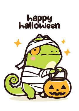 Cute Halloween Mummy Lizard Illustration