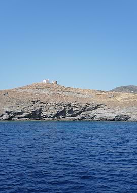 Island with Buildings in Blue Sea Greece