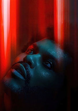 The Weeknd Portrait with Red Light
