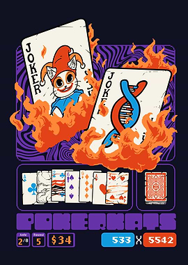 Poker Kats Playing Cards with Fire