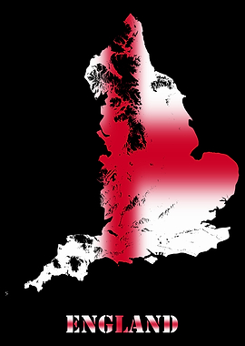 England Topographic Contour Relief Map blending terrain features into its emblematic colorful flag