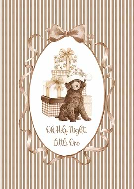 Christmas Poodle with Gifts Illustration
