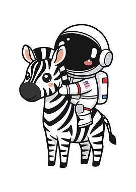 Astronaut riding a zebra cartoon
