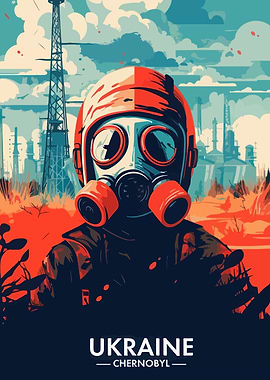 Ukraine Chernobyl Gas Mask Illustration