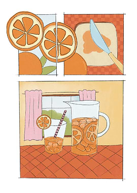 Orange Juice and Breakfast Illustration