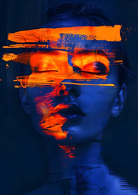 Abstract Portrait with Orange and Blue