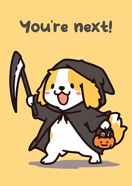 Cute Dog Grim Reaper Halloween