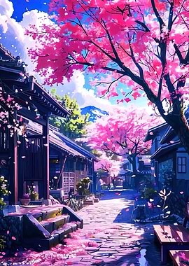 Cherry Blossom Street in Japanese Town