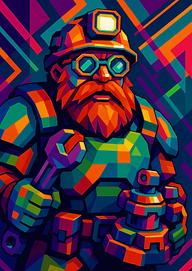 Dwarf Miner Pop Art Illustration