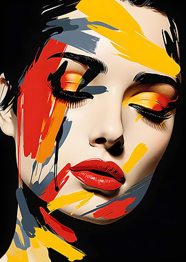 Abstract Portrait with Bold Color Strokes