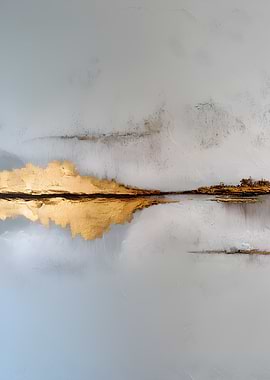 Abstract Gold and Gray Landscape Painting